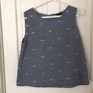 Eileen Fisher chambray sleeveless cotton top